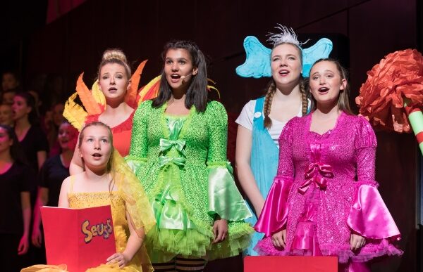 Five girls performing in the Seussical™ KIDS